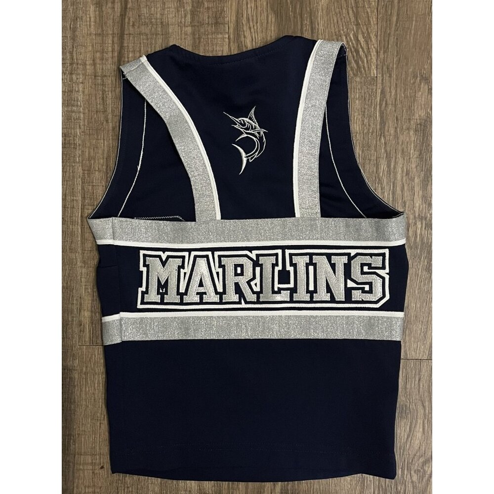 3 Pc High School Cheerleader Uniform AHS 32 Top 25" Skirt Blue Cheer Costume - Picture 4 of 7